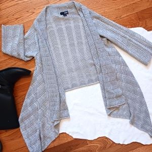 A.N.A • Women's Open Front Cascade Silver Pointelle Knit Sweater Cardigan